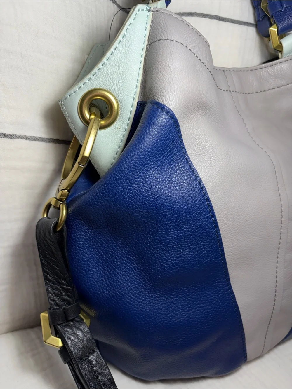 orYANY Blue and Gray Colorblock Hobo Bag NWT